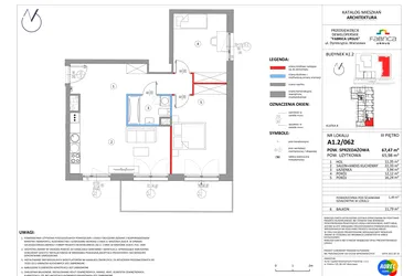 Rzut - Mieszkanie na sprzedaż 3 pokoje o powierzchni 65,98 m² - numer A1.2/062 w Fabrica URSUS
