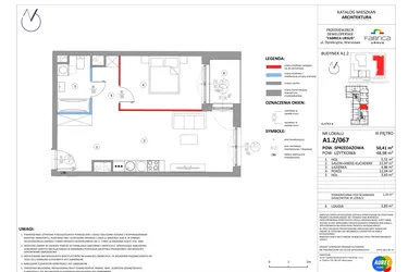 Rzut - Mieszkanie na sprzedaż 2 pokoje o powierzchni 48,91 m² - numer A1.2/067 w Fabrica URSUS