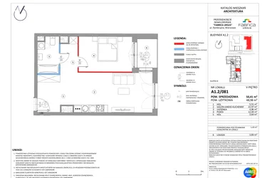 Rzut - Mieszkanie na sprzedaż 2 pokoje o powierzchni 49,11 m² - numer A1.2/081 w Fabrica URSUS