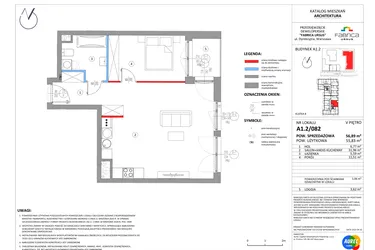 Rzut - Mieszkanie na sprzedaż 2 pokoje o powierzchni 56,05 m² - numer A1.2/082 w Fabrica URSUS