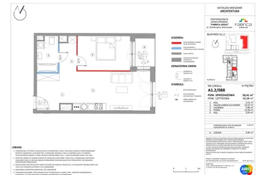 Rzut - Mieszkanie na sprzedaż 2 pokoje o powierzchni 48,99 m² - numer A1.2/088 w Fabrica URSUS