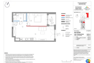 Rzut - Mieszkanie na sprzedaż 2 pokoje o powierzchni 49,39 m² - numer A1.2/119 w Fabrica URSUS