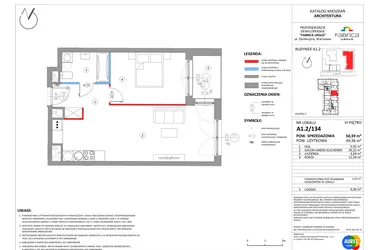 Rzut - Mieszkanie na sprzedaż 2 pokoje o powierzchni 49,4 m² - numer A1.2/134 w Fabrica URSUS