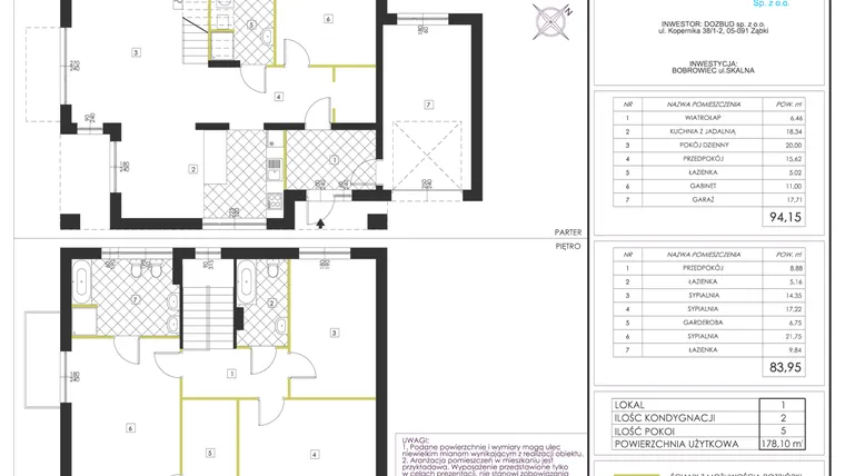 Rzut - Dom na sprzedaż 5 pokoi o powierzchni 178,1 m² - numer 1 90/9 w Domy Bobrowiec
