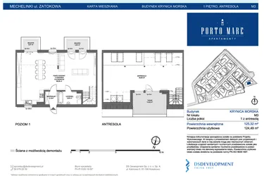 Rzut - Mieszkanie na sprzedaż 4 pokoje o powierzchni 124,49 m² - numer KRYNICA MORSKA M3 w Porto Mare