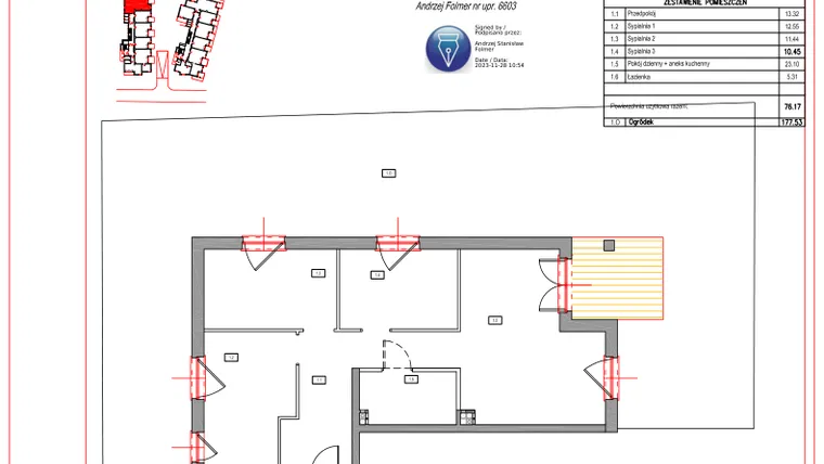 Rzut - Mieszkanie na sprzedaż 4 pokoje o powierzchni 76,17 m² - numer A.1 w Villa Verona Mielno