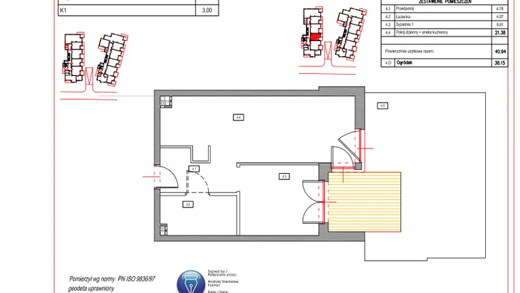 Rzut - Mieszkanie na sprzedaż 2 pokoje o powierzchni 40,94 m² - numer A.4 w Villa Verona Mielno