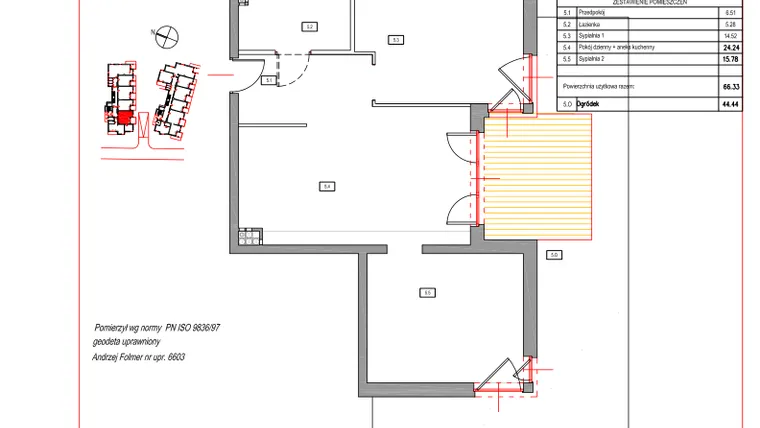 Rzut - Mieszkanie na sprzedaż 3 pokoje o powierzchni 66,33 m² - numer A.5 w Villa Verona Mielno