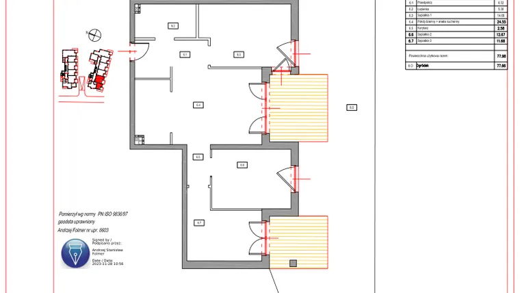 Rzut - Mieszkanie na sprzedaż 4 pokoje o powierzchni 77,98 m² - numer B.6 w Villa Verona Mielno