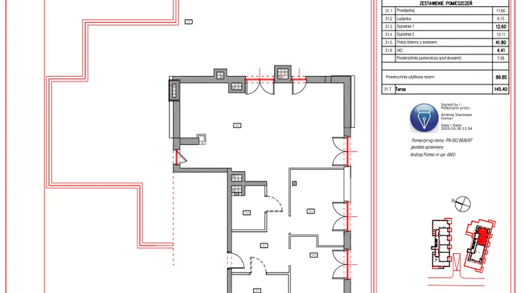 Rzut - Mieszkanie na sprzedaż 3 pokoje o powierzchni 89,85 m² - numer B.31 w Villa Verona Mielno