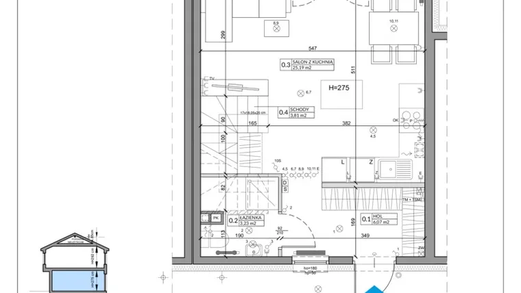Rzut - Dom na sprzedaż 4 pokoje o powierzchni 76,47 m² - numer 2B w Domy przy Willowej 2