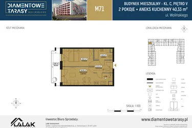 Rzut - Mieszkanie na sprzedaż 2 pokoje o powierzchni 40,33 m² - numer CM71 w Diamentowe Tarasy
