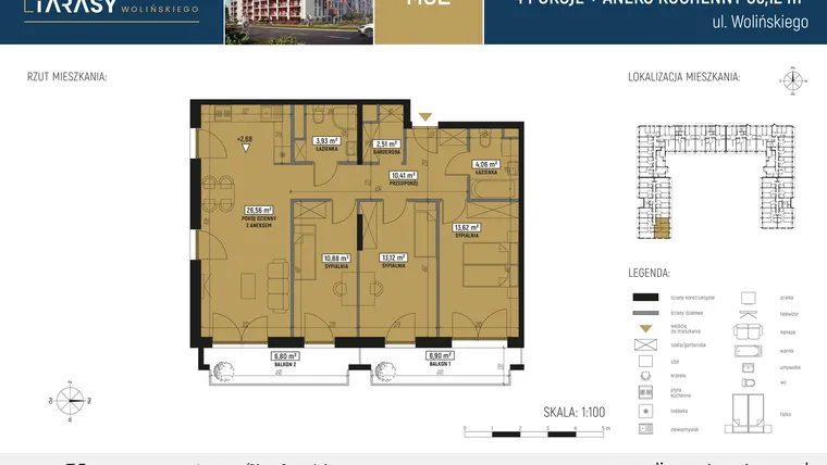 Rzut - Mieszkanie na sprzedaż 4 pokoje o powierzchni 85,12 m² - numer DM52 w Diamentowe Tarasy