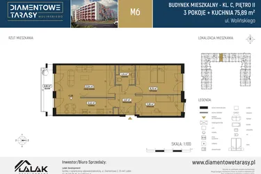 Rzut - Mieszkanie na sprzedaż 3 pokoje o powierzchni 76,2 m² - numer M06 w Diamentowe Tarasy