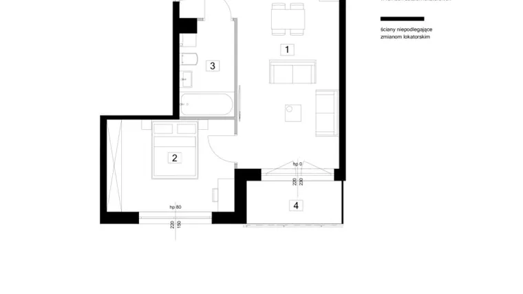 Rzut - Mieszkanie na sprzedaż 2 pokoje o powierzchni 39,19 m² - numer A.0.06 w Zielone Aleje