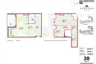 Rzut - Mieszkanie na sprzedaż 2 pokoje o powierzchni 79,5 m² - numer D.20 w Kamienica Zamkowa
