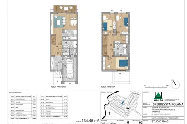 Rzut - Dom na sprzedaż 4 pokoje o powierzchni 134,45 m² - numer 8B w Srebrzysta Polana