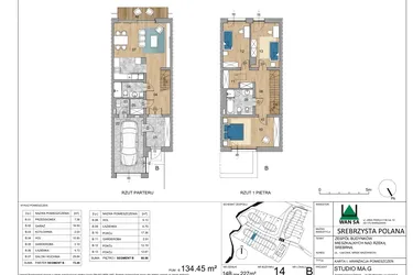 Rzut - Dom na sprzedaż 4 pokoje o powierzchni 134,45 m² - numer 14B w Srebrzysta Polana