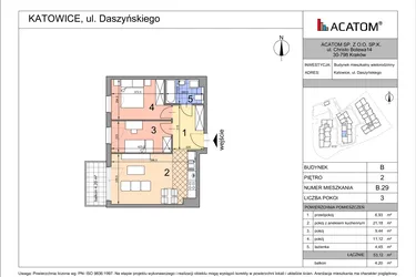 Rzut - Mieszkanie na sprzedaż 3 pokoje o powierzchni 53,05 m² - numer B29 w Daszyńskiego Park