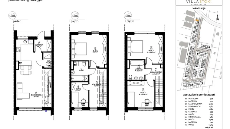 Rzut - Dom na sprzedaż 5 pokoi o powierzchni 108,78 m² - numer A2 w Villa Stoki (domy)