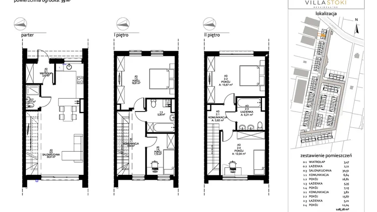 Rzut - Dom na sprzedaż 5 pokoi o powierzchni 108,78 m² - numer A3 w Villa Stoki (domy)