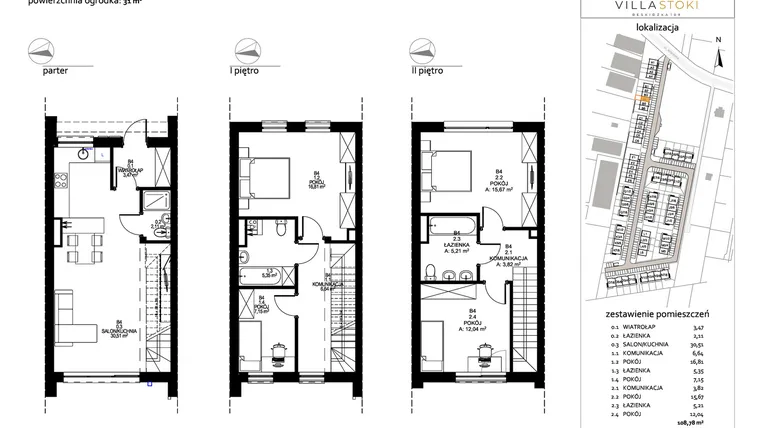 Rzut - Dom na sprzedaż 5 pokoi o powierzchni 108,78 m² - numer B4 w Villa Stoki (domy)