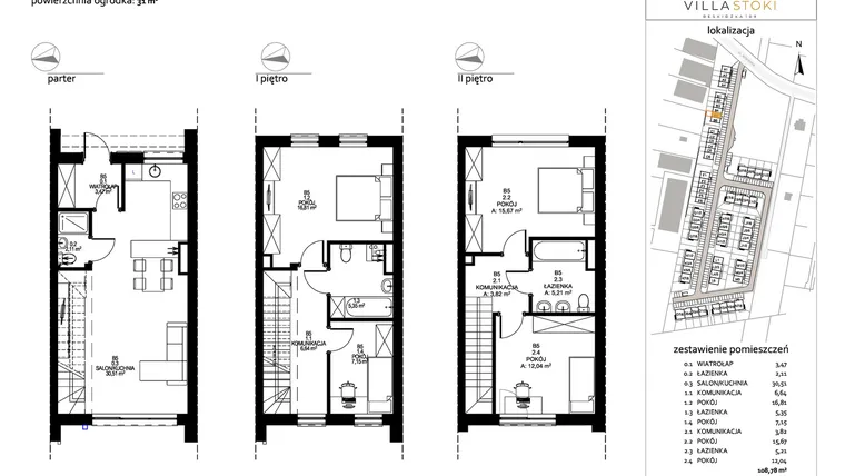 Rzut - Dom na sprzedaż 5 pokoi o powierzchni 108,78 m² - numer B5 w Villa Stoki (domy)