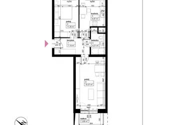 Rzut - Mieszkanie na sprzedaż 2 pokoje o powierzchni 52,09 m² - numer C/1/5/21 w Malta Wołkowyska etap III