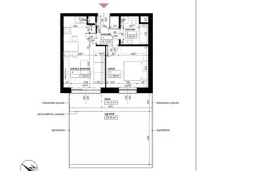 Rzut - Mieszkanie na sprzedaż 2 pokoje o powierzchni 37,63 m² - numer C/3/0/2 w Malta Wołkowyska etap III