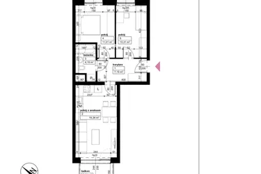 Rzut - Mieszkanie na sprzedaż 3 pokoje o powierzchni 52,04 m² - numer C/3/1/6 w Malta Wołkowyska etap III