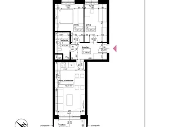 Rzut - Mieszkanie na sprzedaż 3 pokoje o powierzchni 52,04 m² - numer C/3/4/15 w Malta Wołkowyska etap III