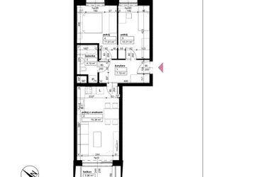 Rzut - Mieszkanie na sprzedaż 3 pokoje o powierzchni 52,04 m² - numer C/3/5/18 w Malta Wołkowyska etap III
