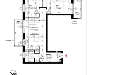 Rzut - Mieszkanie na sprzedaż 3 pokoje o powierzchni 60,75 m² - numer D1/1/4/19 w Malta Wołkowyska etap III