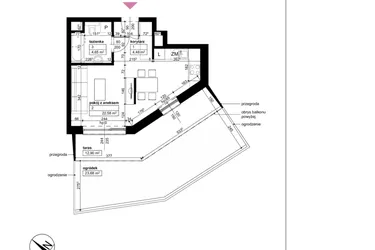 Rzut - Mieszkanie na sprzedaż 1 pokój o powierzchni 31,71 m² - numer D2/2/0/2 w Malta Wołkowyska etap III