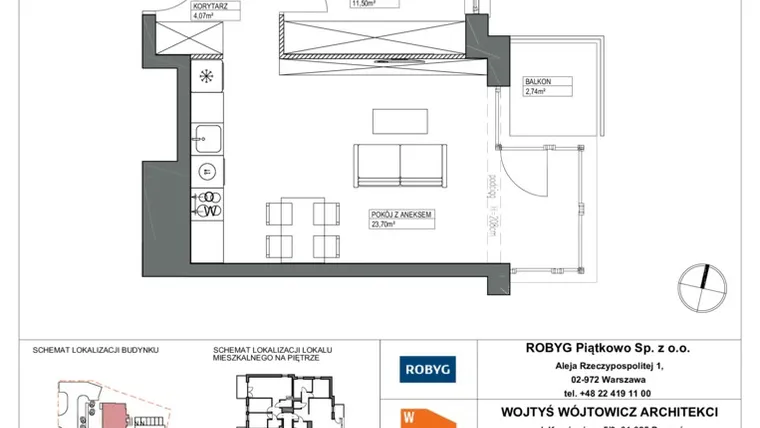 Rzut - Mieszkanie na sprzedaż 2 pokoje o powierzchni 42,41 m² - numer A.2M02 w Początek Piątkowo
