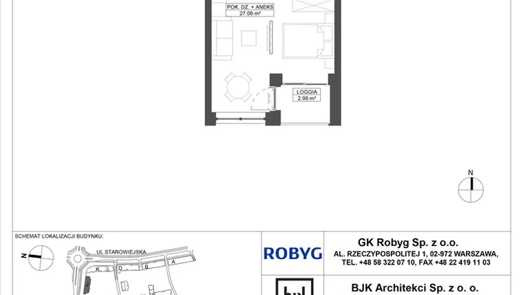 Rzut - Mieszkanie na sprzedaż 1 pokój o powierzchni 31,58 m² - numer J.4M04 w Nowa Letnica