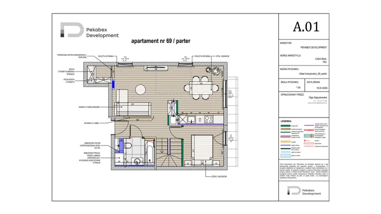 Rzut - Mieszkanie na sprzedaż 5 pokoi o powierzchni 92,03 m² - numer M69 w Apartamenty Casa Baia