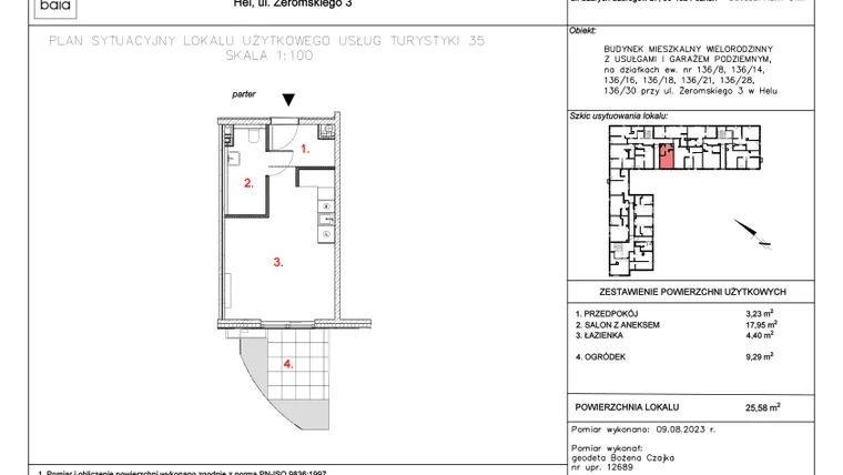 Rzut - Mieszkanie na sprzedaż 1 pokój o powierzchni 25,58 m² - numer M35 w Apartamenty Casa Baia