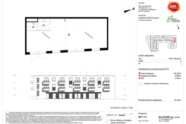 Rzut - Lokal użytkowy na sprzedaż 1 pokój o powierzchni 70,78 m² - numer B.1 w Osiedle Zielna