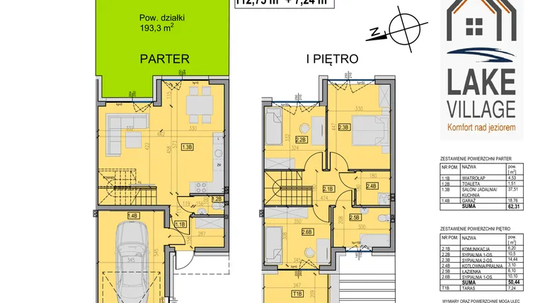 Rzut - Dom na sprzedaż 4 pokoje o powierzchni 112,25 m² - numer 4/2 w Lake Village etap IV