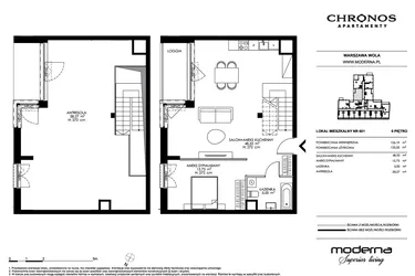 Rzut - Mieszkanie na sprzedaż 4 pokoje o powierzchni 125,33 m² - numer 601 w Chronos
