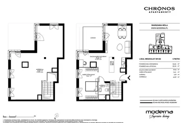 Rzut - Mieszkanie na sprzedaż 4 pokoje o powierzchni 132,95 m² - numer 602 w Chronos