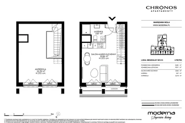Rzut - Mieszkanie na sprzedaż 2 pokoje o powierzchni 50,51 m² - numer 615 w Chronos
