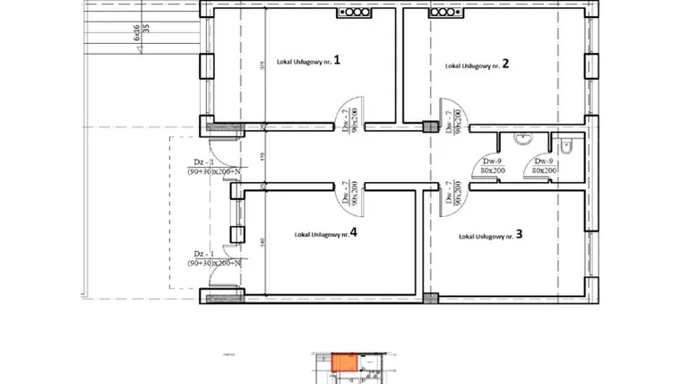 Rzut - Lokal użytkowy na sprzedaż 1 pokój o powierzchni 23,16 m² - numer 1 w Miasteczko Na Szlaku Kultur, etap II