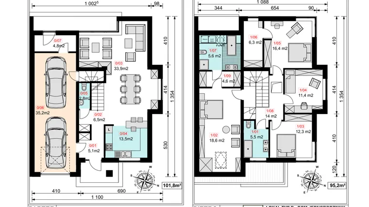 Rzut - Dom na sprzedaż 5 pokoi o powierzchni 202,9 m² - numer 4B w Domy nad Mienią