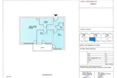 Rzut - Mieszkanie na sprzedaż 3 pokoje o powierzchni 70,27 m² - numer D.13 w Wólczańska 248