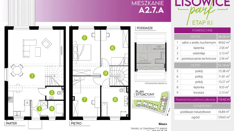 Rzut - Mieszkanie na sprzedaż 4 pokoje o powierzchni 110,42 m² - numer A.2.7.A w Lisowice Park etap 2