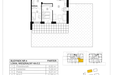 Rzut - Mieszkanie na sprzedaż 2 pokoje o powierzchni 56,55 m² - numer 4A-0.2 w Gardenia Pogodno