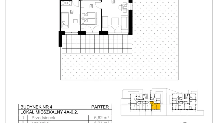 Rzut - Mieszkanie na sprzedaż 2 pokoje o powierzchni 56,55 m² - numer 4A-0.2 w Gardenia Pogodno