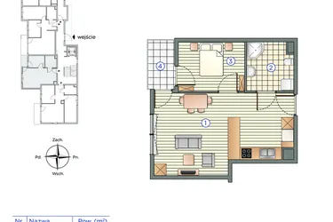 Rzut - Mieszkanie na sprzedaż 2 pokoje o powierzchni 38,37 m² - numer 2 w Pychowicka 27